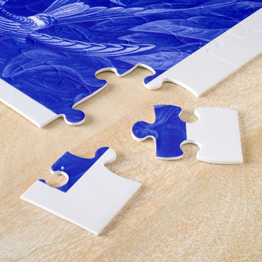 Puzzle Ernst Haeckel Trochilidae Oiseaux Monotone en bleu (Côté)