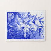 Puzzle Ernst Haeckel Trochilidae Oiseaux Monotone en bleu (Horizontal)