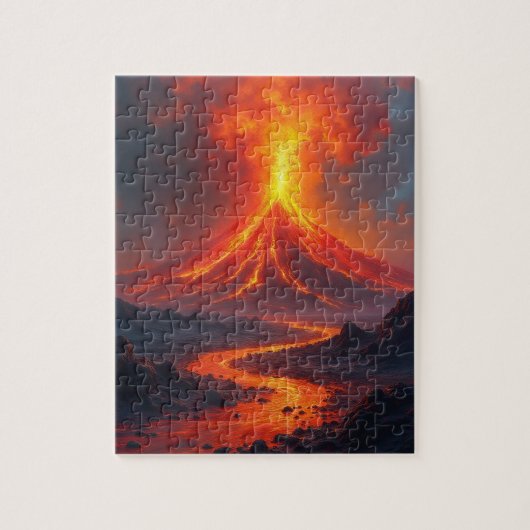 Puzzle éruption volcanique avec coulées de lave (Vertical)