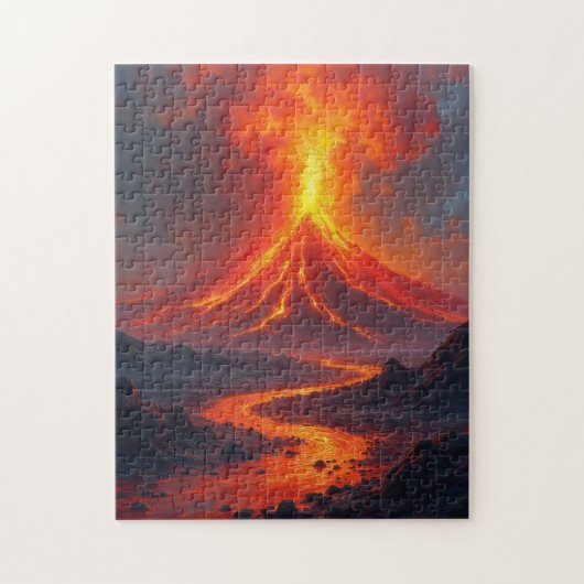 Puzzle Éruption volcanique lave chaude colorée (Vertical)