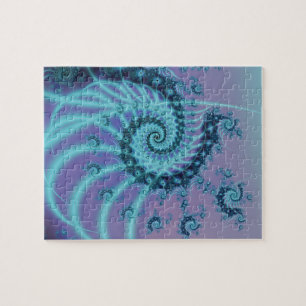 Puzzle Escalier Spiral Art fractal bleu et rose