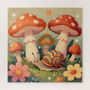 Puzzle Escargot et champignons Cottage Core