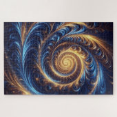 Puzzle Espace Abstrait moderne Royal Blue et Gold Swirls (Horizontal)