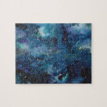 Puzzle Espace extra-atmosphérique Bleu Nebula Galaxie Aqu<br><div class="desc">Aquarelle nébuleuse de l'espace extérieur bleu et vert.</div>