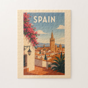 Puzzle Espagne Séville Illustration Art de Voyage Vintage