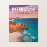 Puzzle Esperance Australie Travel Art Vintage<br><div class="desc">Esperance design de déplacement vectoriel rétro. Ses plages comprennent le calme Blue Haven,  et West Beach,  avec ses pauses surfs.</div>