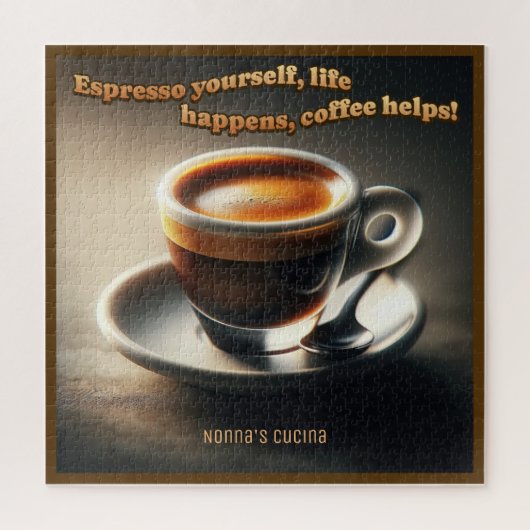 Puzzle 'Espresso vous-même, la vie arrive, le café aide ! (Vertical)