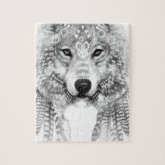 Puzzle Esprit de loup tribal (Vertical)