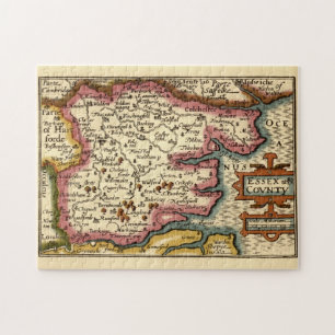 Puzzle Essex Comté Angleterre Ancien Atlas Antiquaire Car