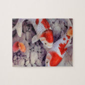 Puzzle Étang à poissons rouge et blanc de Koi (Horizontal)