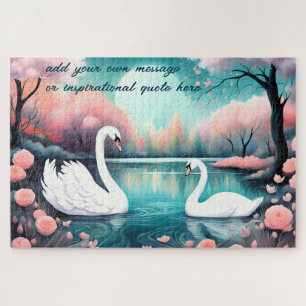Puzzle Étang d'amour de cygne personnalisé