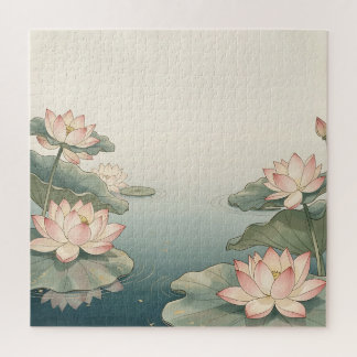 Puzzle Étang de fleurs de lotus roses Sérénité zen