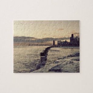 Puzzle États-Unis, Illinois, Chicago, Skyline au lever du