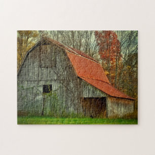 Puzzle États-Unis, Indiana. paysage rural, grange recouve