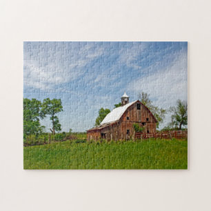 Puzzle États-Unis, Kansas. Vieille grange rouge
