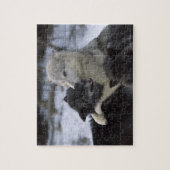 Puzzle États-Unis, Montana, Loups jouant dans la neige (Vertical)