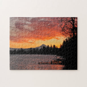 Puzzle États-Unis, Oregon. Blue Lake et mont Hood au leve