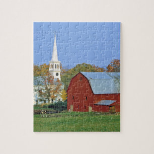 Puzzle États-Unis, Vermont, Peacham. Une grange rouge et