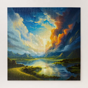 Puzzle Été Lac - Quatre saisons Illustration