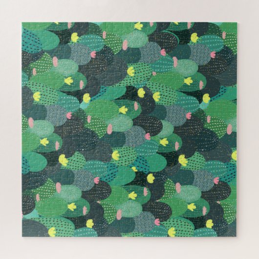 Puzzle Été Vert Turquoise Cactus Gold points Design migno (Horizontal)