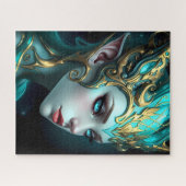 Puzzle Ethereal Teal Elf Goddess with Golden Tiara (Horizontal)