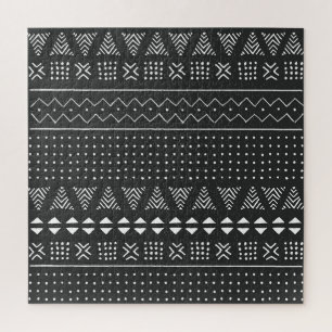 Puzzle Ethnie tribale : motif noir blanc.