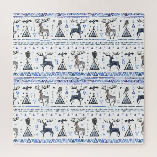 Puzzle Ethnique tribale, les animaux rêvent attraper, san (Vertical)