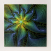Puzzle Etoile Abstraite, Bleu brillant Vert Or Fractal Ar (Horizontal)