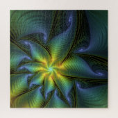 Puzzle Etoile Abstraite, Bleu brillant Vert Or Fractal Ar (Vertical)