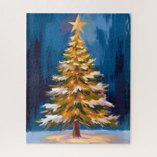 Puzzle Étoile Brillante Arbre de Noël Aquarelle