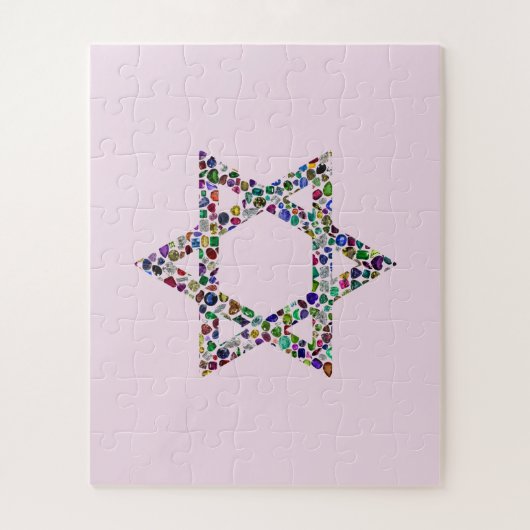 Puzzle Étoile de David faite avec des pierres précieuses (Vertical)