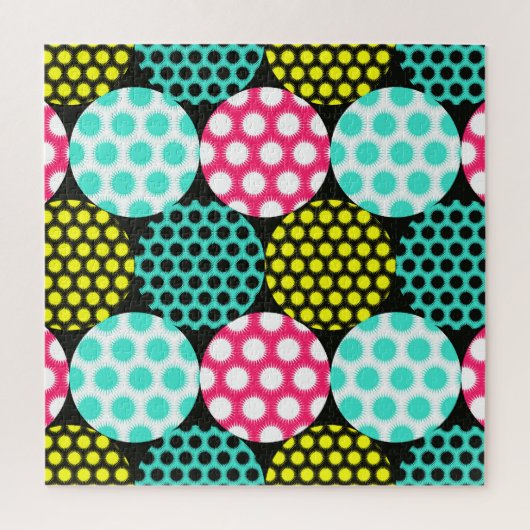 Puzzle Étoiles et cercles, motif pop multicolore. (Vertical)