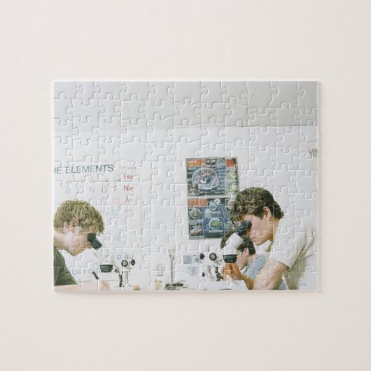Puzzle Étudiants avec microscopie (Horizontal)