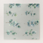 Puzzle Eucalyptus Leaves Watercolor Pattern (Horizontal)