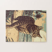 Puzzle European-Shorthair-Cat sur une plage tropicale (Horizontal)