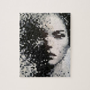 Puzzle Evaporation Pixel noir et blanc Portrait d'art