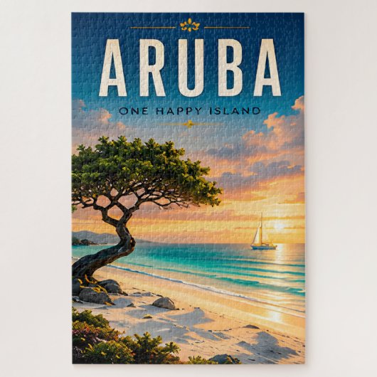 Puzzle 🌴 Évasion de plage caribéenne à Aruba ☀️ (Vertical)