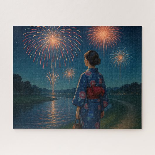 Puzzle Evening Fireworks and Yukata by the Riverside (Horizontal)