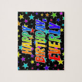 Puzzle "EVERLY" Prénom, Amusant "HEUREUX ANNIVERSAIRE" (Vertical)