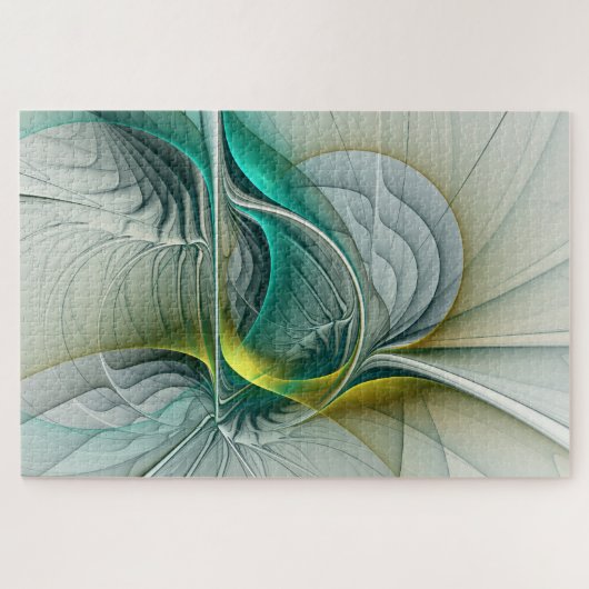 Puzzle Évolution fractale, Art Abstrait Turquoise d'or (Horizontal)