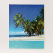 Puzzle Exotic beach throw pillow (Vertical)