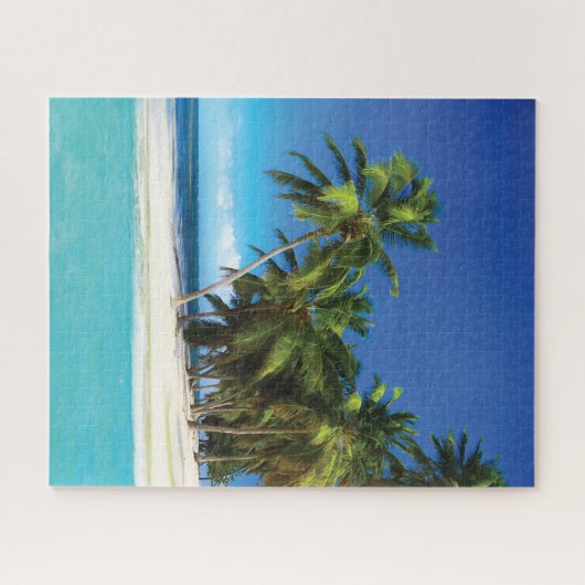 Puzzle Exotic beach throw pillow (Horizontal)