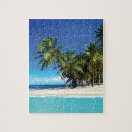 Puzzle Exotic beach throw pillow (Vertical)