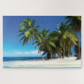 Puzzle Exotic beach throw pillow (Horizontal)