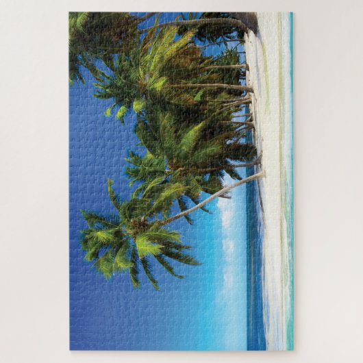 Puzzle Exotic beach throw pillow (Vertical)