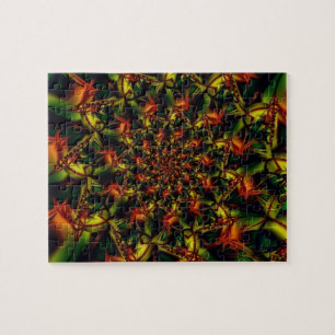 Puzzle Exotique Art fractal vert et jaune