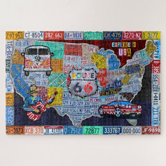 Puzzle Explorez le collage d'art de la plaque de licence  (Horizontal)