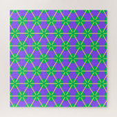Puzzle Explosion géométrique en violet, vert et jaune (Horizontal)