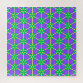 Puzzle Explosion géométrique en violet, vert et jaune (Vertical)