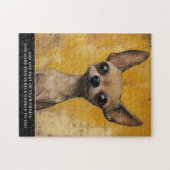 Puzzle Expressive Chihuahua Art Yellow Textured Pet (Horizontal)